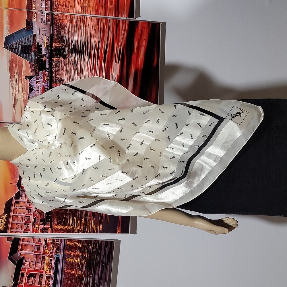 Vintage Yves Saint Laurent 100% Silk Scarf 39"×40"